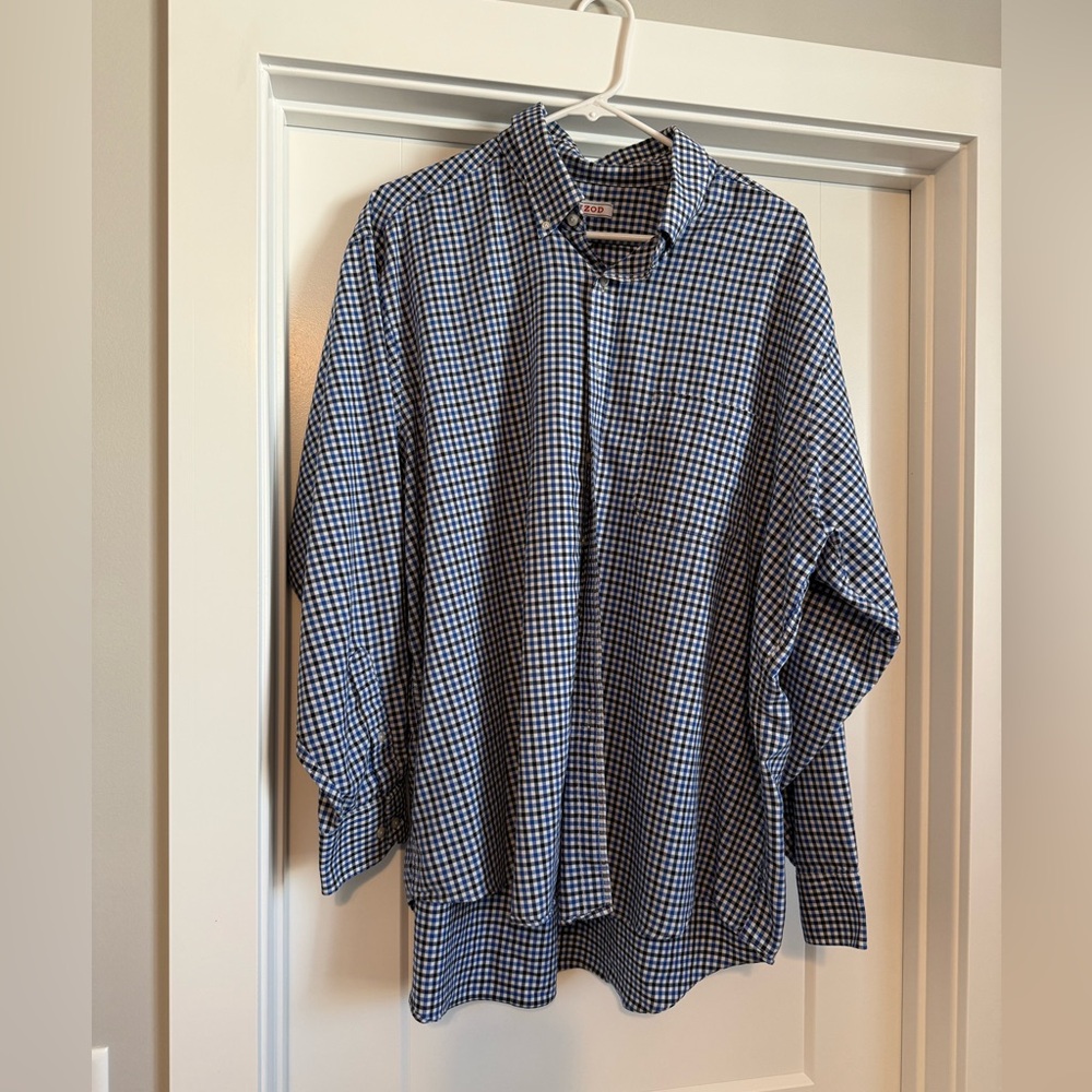 Izod Blue and White Plaid Shirt